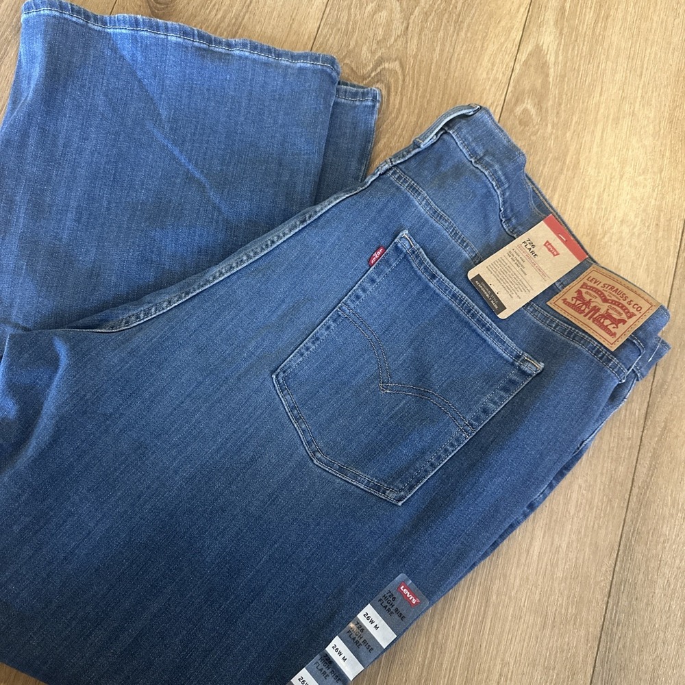 Levis Jeans Womens 26w Blue Denim 726 Flare Bell Bottom  70s High Rise NEW